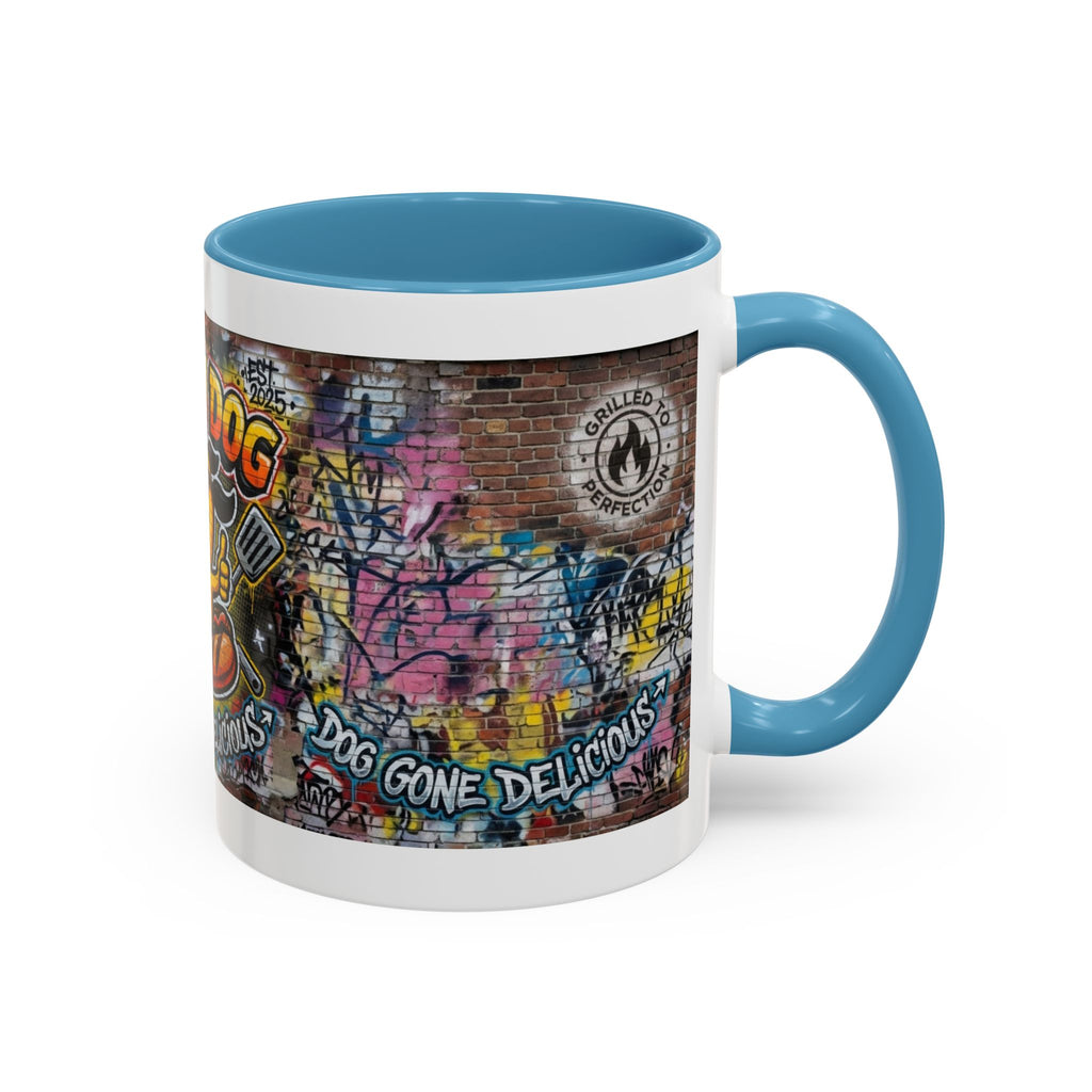 Rollin' Dog Graffiti Coffee Mug – "Dog Gone Delicious" Accent Mug