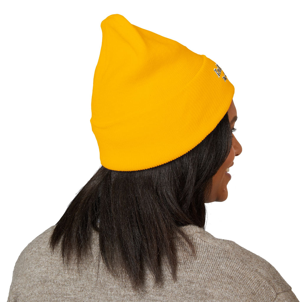 Embroidered Classic White Cuffed Beanie - Rollin Dog LLC Logo