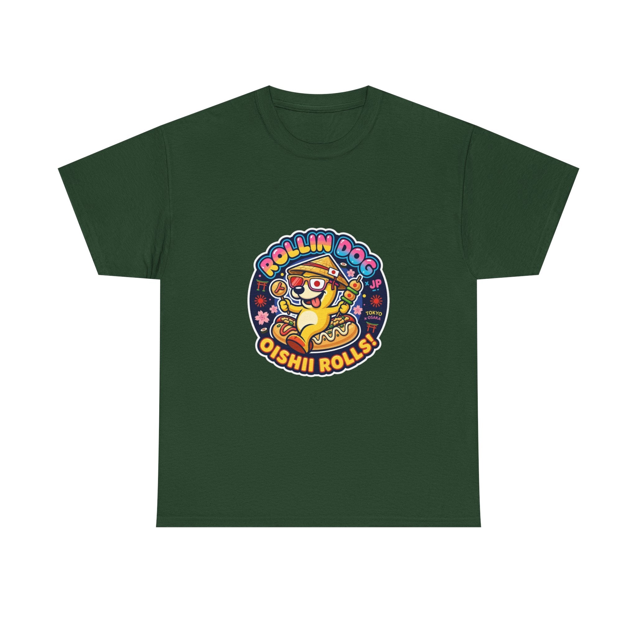 T-Shirt — "Rollin Dog Oishii Rolls" Cute Sushi Dog Graphic Tee