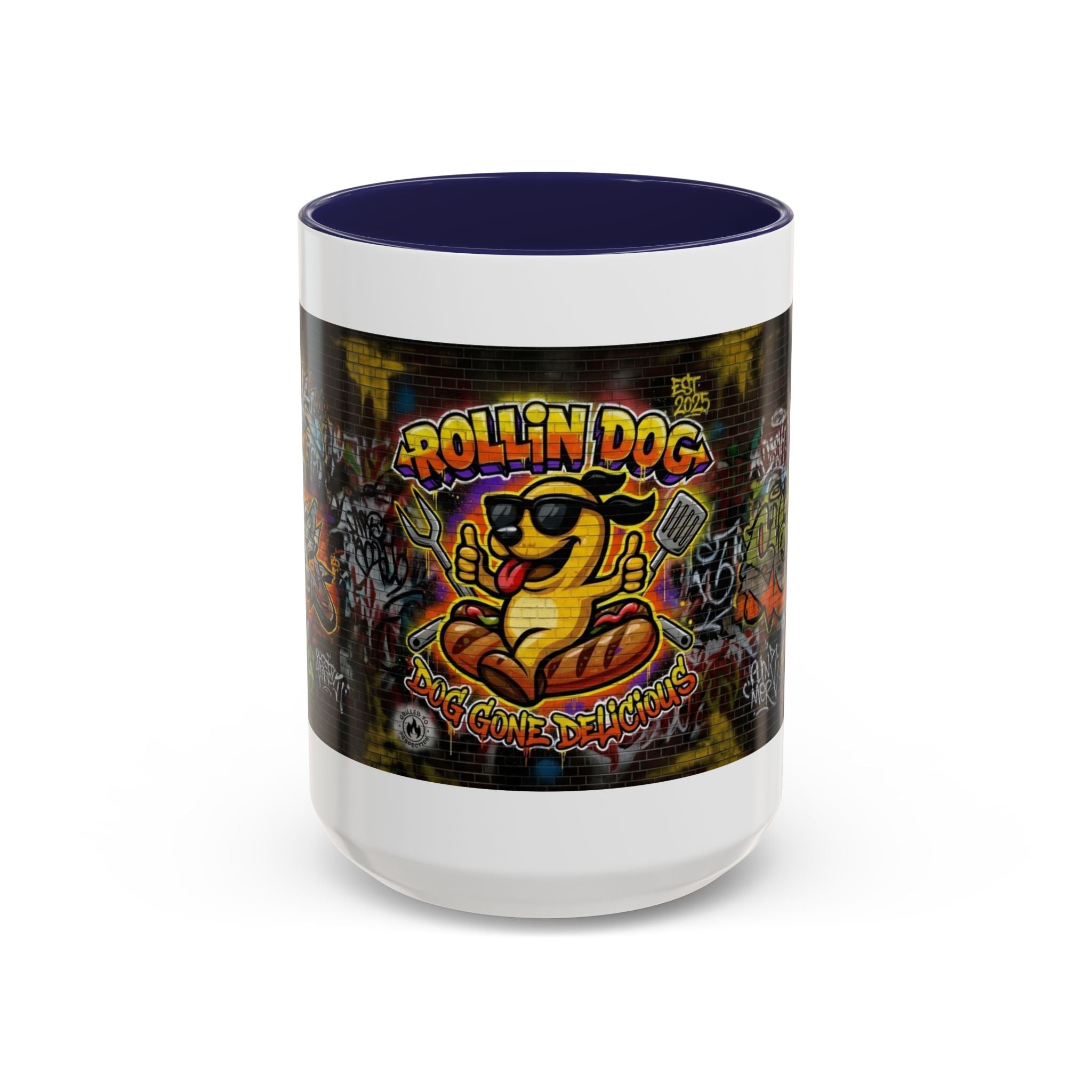 Rollin Dog Hot Dog Mug — Graffiti Skate Vibe Coffee Cup (11/15oz)