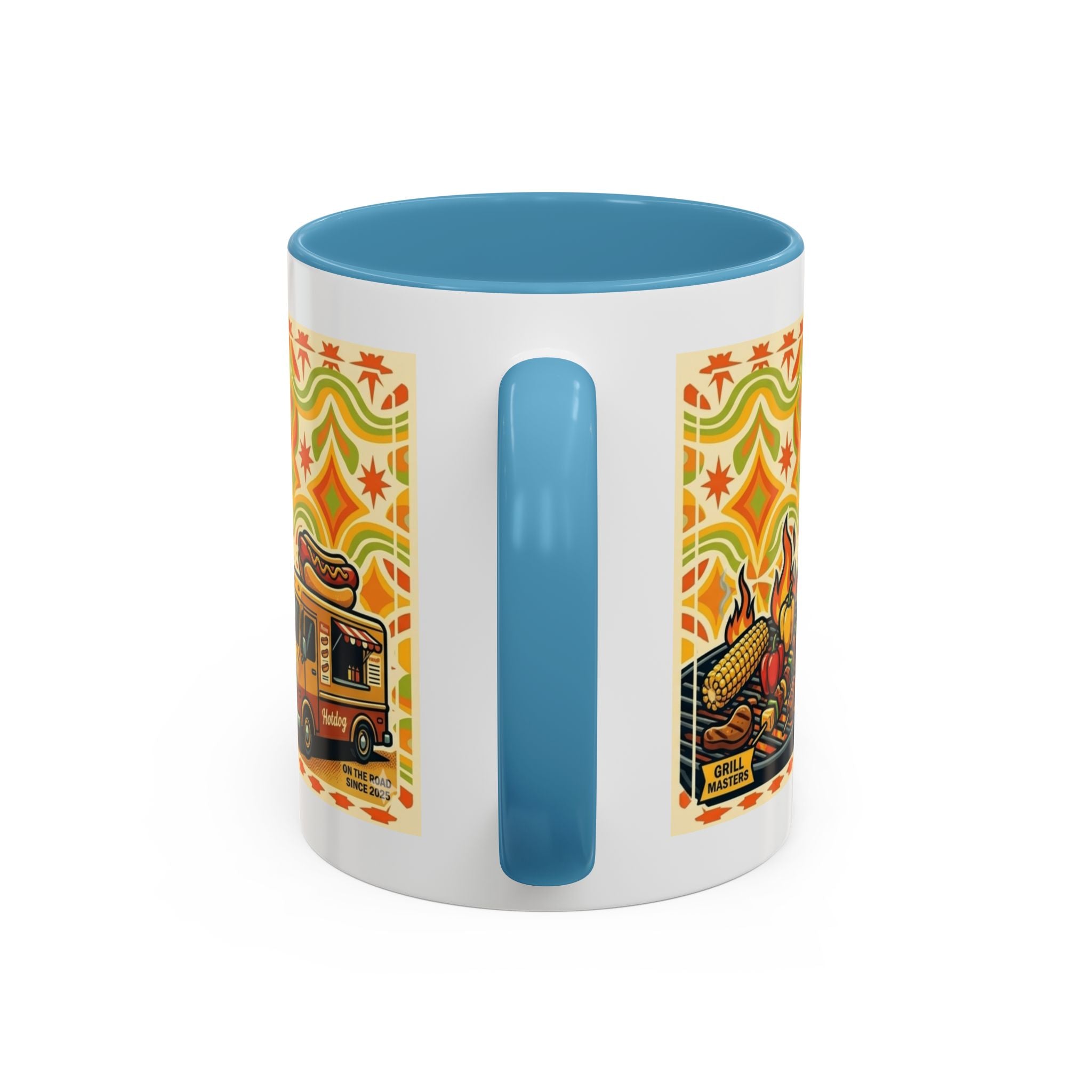 Retron Hot Dog Food Truck Accent Coffee Mug — "Rollin Dog" Retro Summer BBQ Mug (11/15oz)