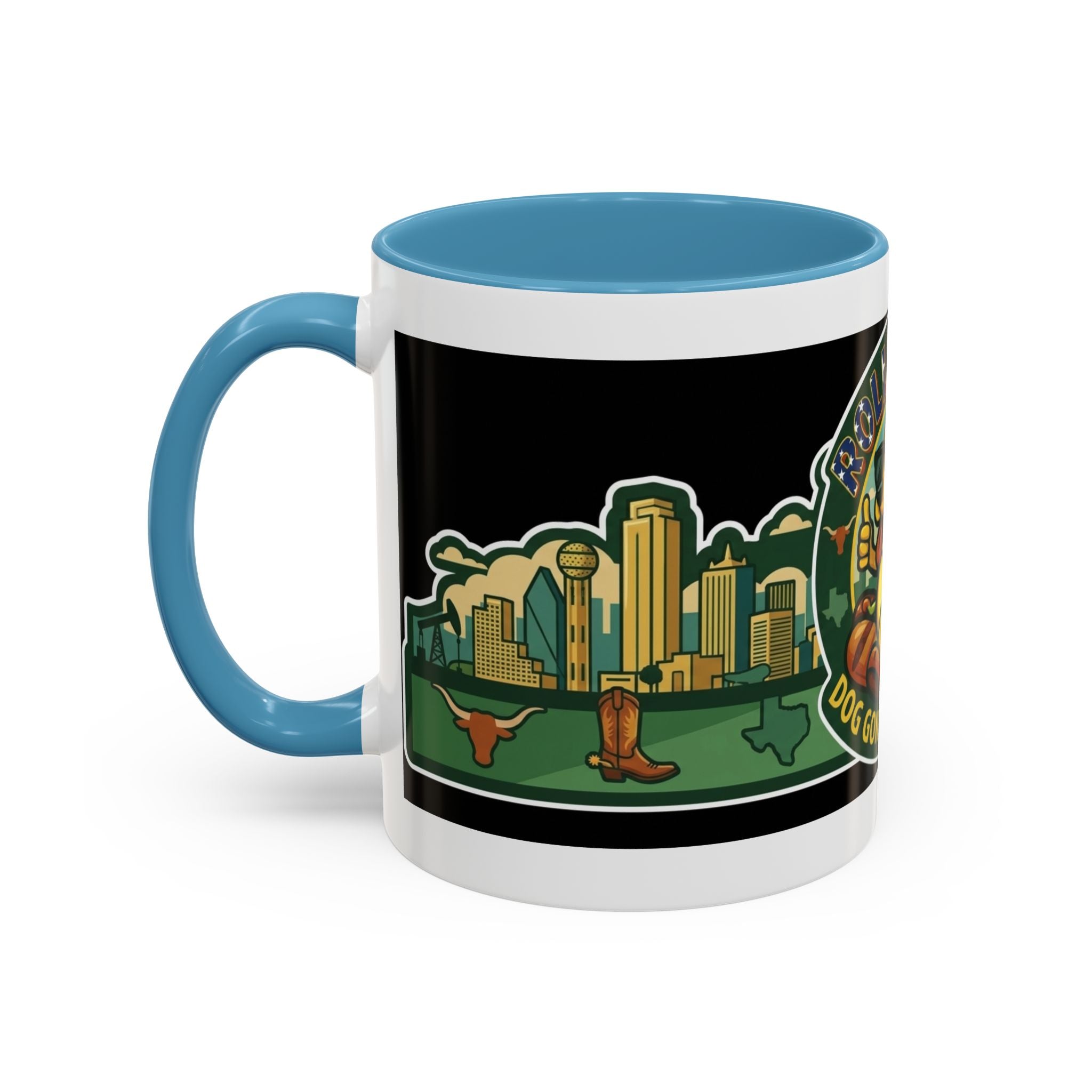 San Antonio Rollin Dog Coffee Mug — Fun Hot Dog Logo Accent Mug (11/15oz)
