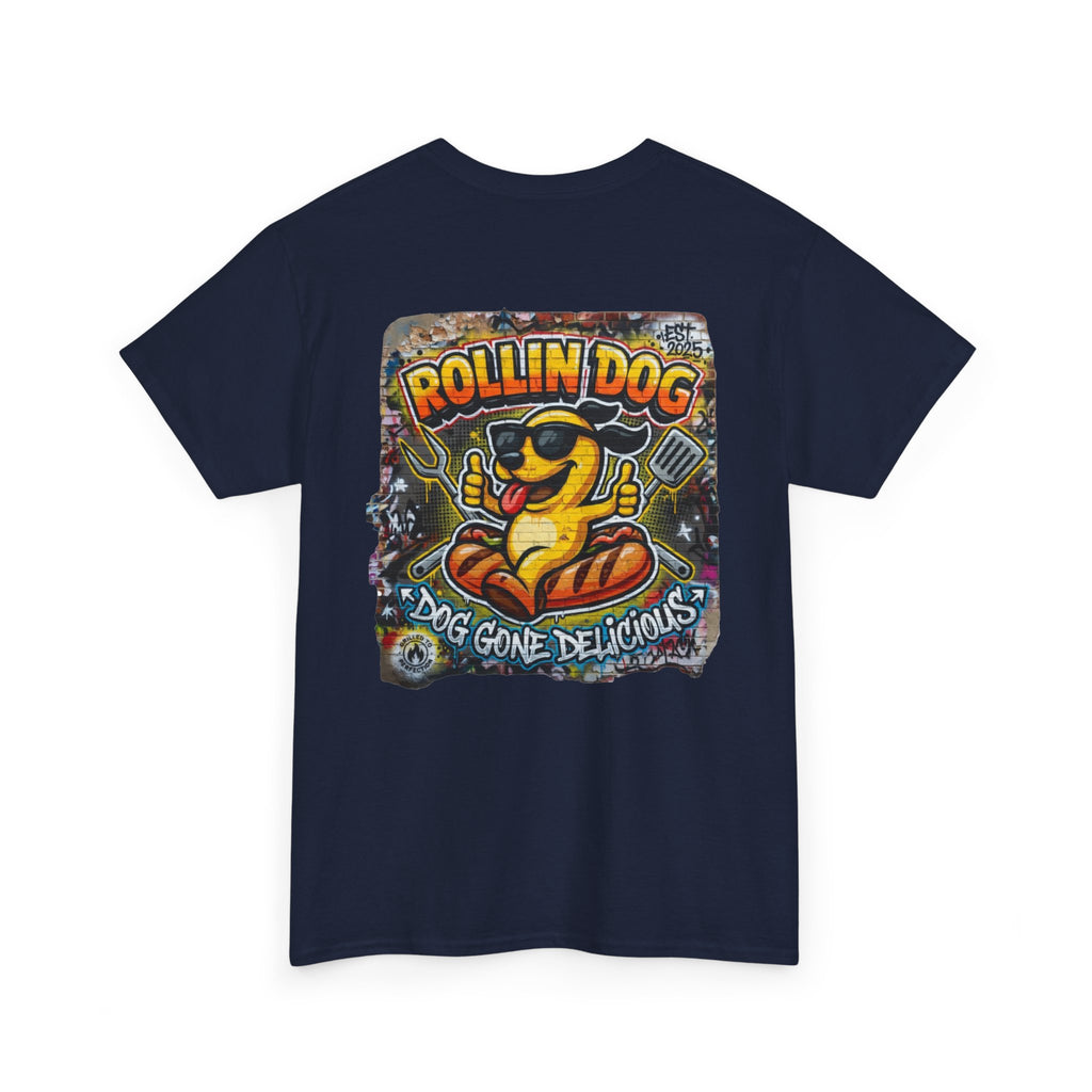 Rollin Dog Tee Graffiti 3 — 'Rollin Dog: Dog Gone Delicious' Graphic T‑Shirt