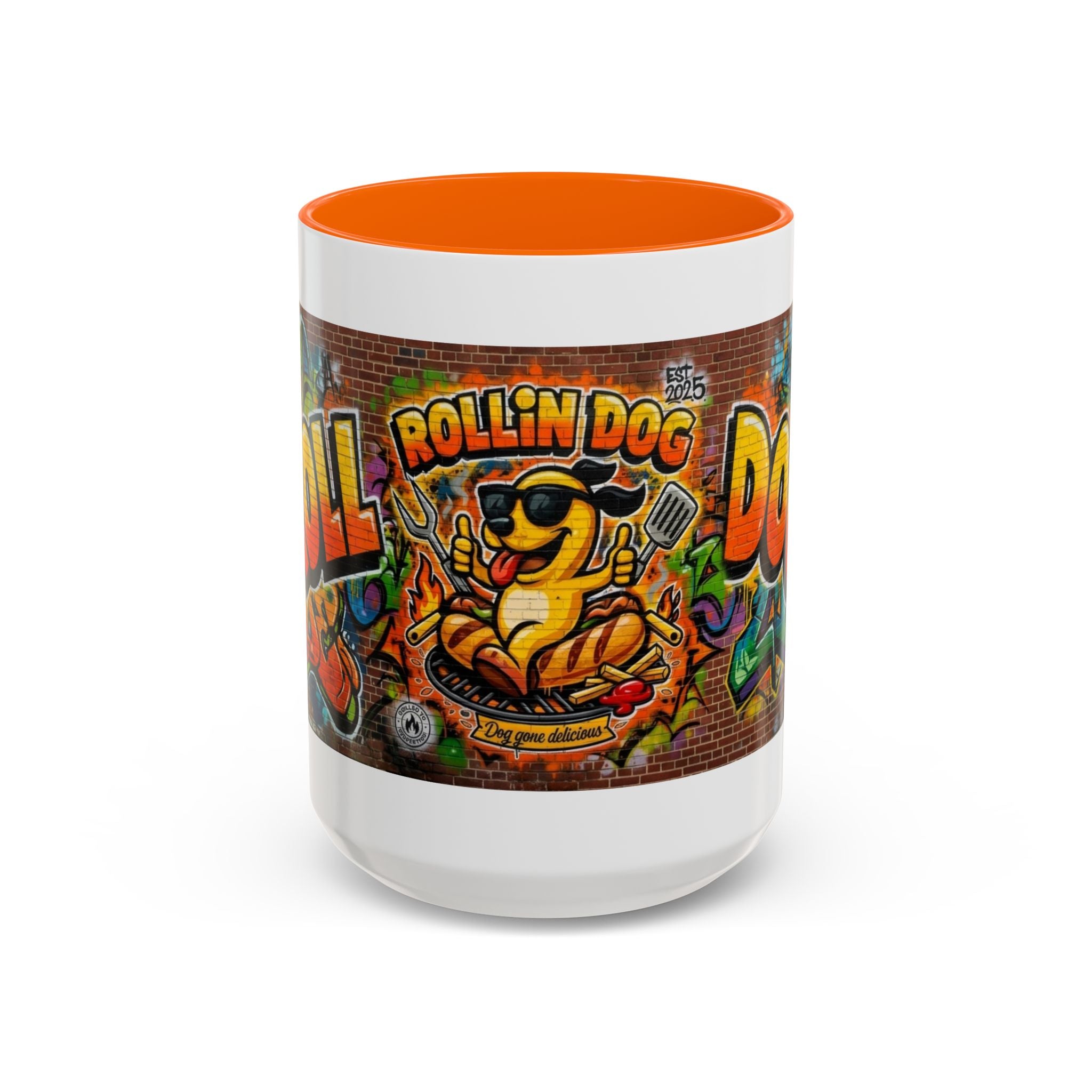 Rollin' Dog Graffiti Coffee Mug — Fun Hot Dog Street Art Accent Mug (11/15oz)