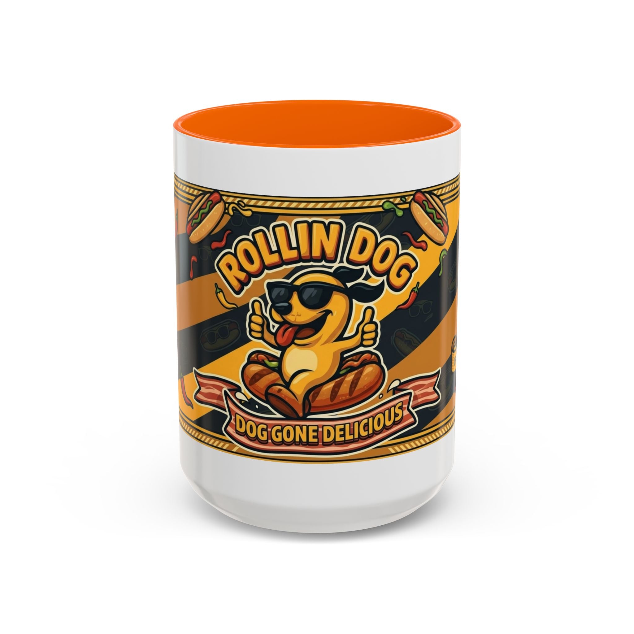 Rollin Dog Hot Dog Mug — Retro 'Dog Gone Delicious' Coffee Cup (11/15oz)