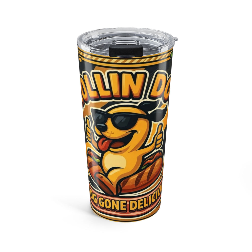 20oz Tumbler – 'Rollin' Dog' Hot Dog Cartoon Travel Cup (Insulated, Fun Summer Gift)
