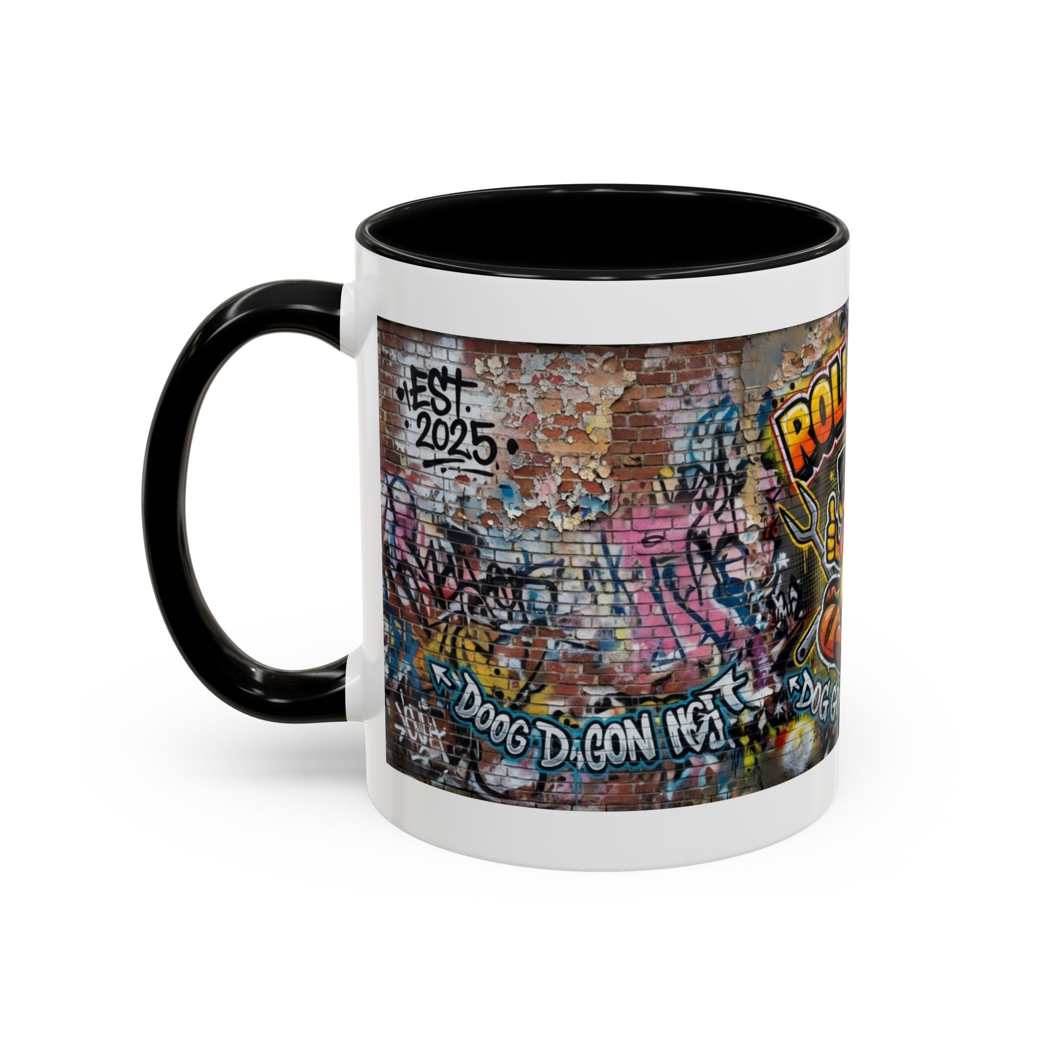 Rollin' Dog Graffiti Coffee Mug – "Dog Gone Delicious" Accent Mug