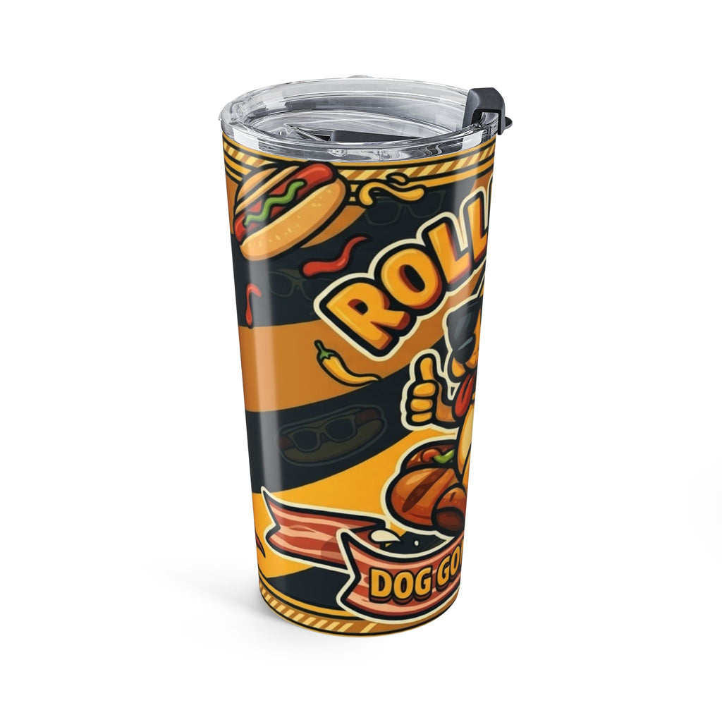 20oz Tumbler – 'Rollin' Dog' Hot Dog Cartoon Travel Cup (Insulated, Fun Summer Gift)