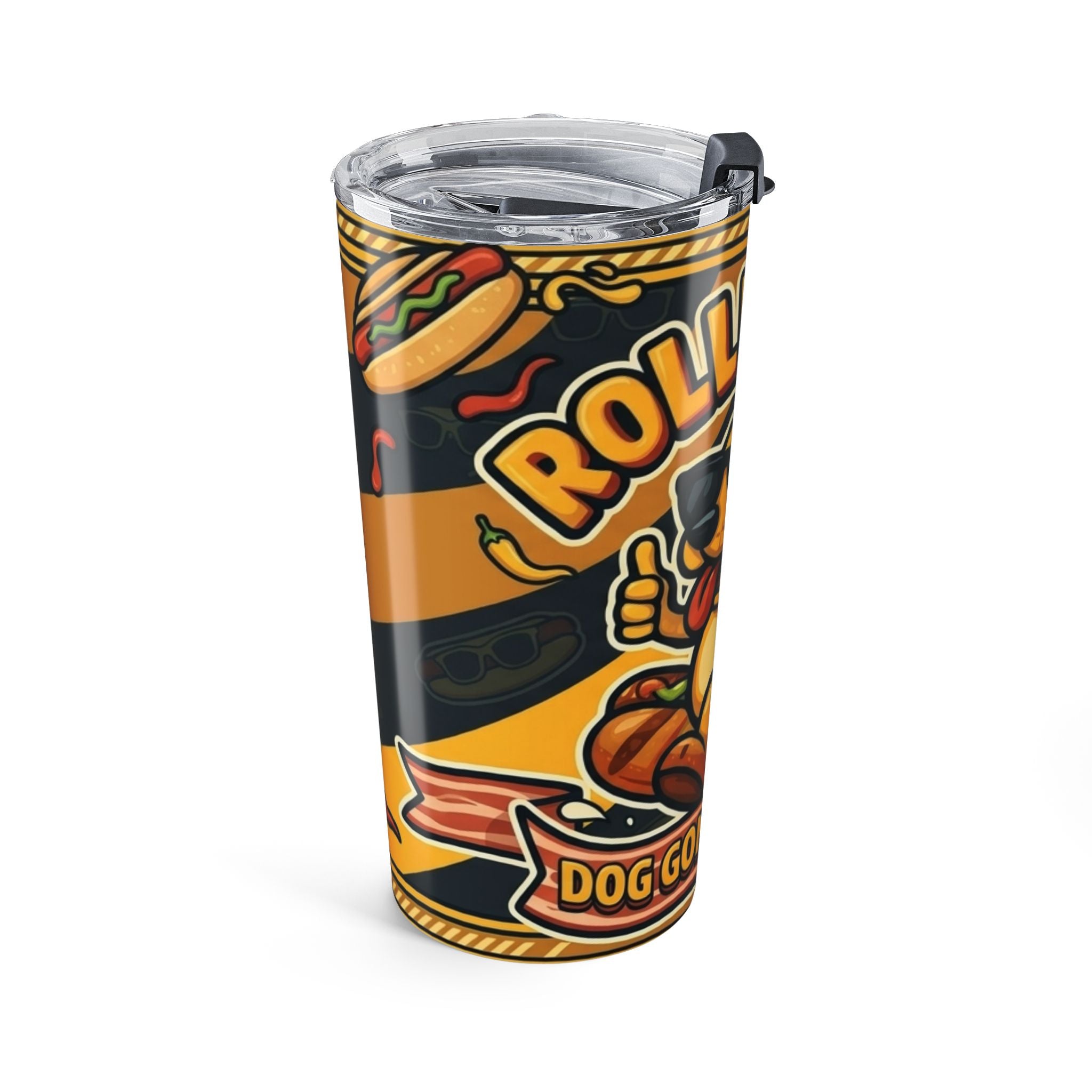 20oz Tumbler – 'Rollin' Dog' Hot Dog Cartoon Travel Cup (Insulated, Fun Summer Gift)