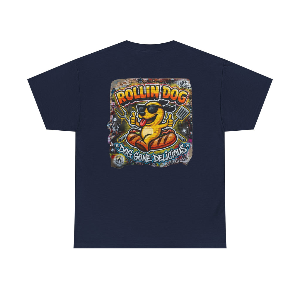 Rollin Dog Tee Graffiti 3 — 'Rollin Dog: Dog Gone Delicious' Graphic T‑Shirt