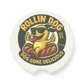 Soapstone Car Coaster — Rollin Dog 'Dog Gone Delicious' Vintage Logo Car Coaster