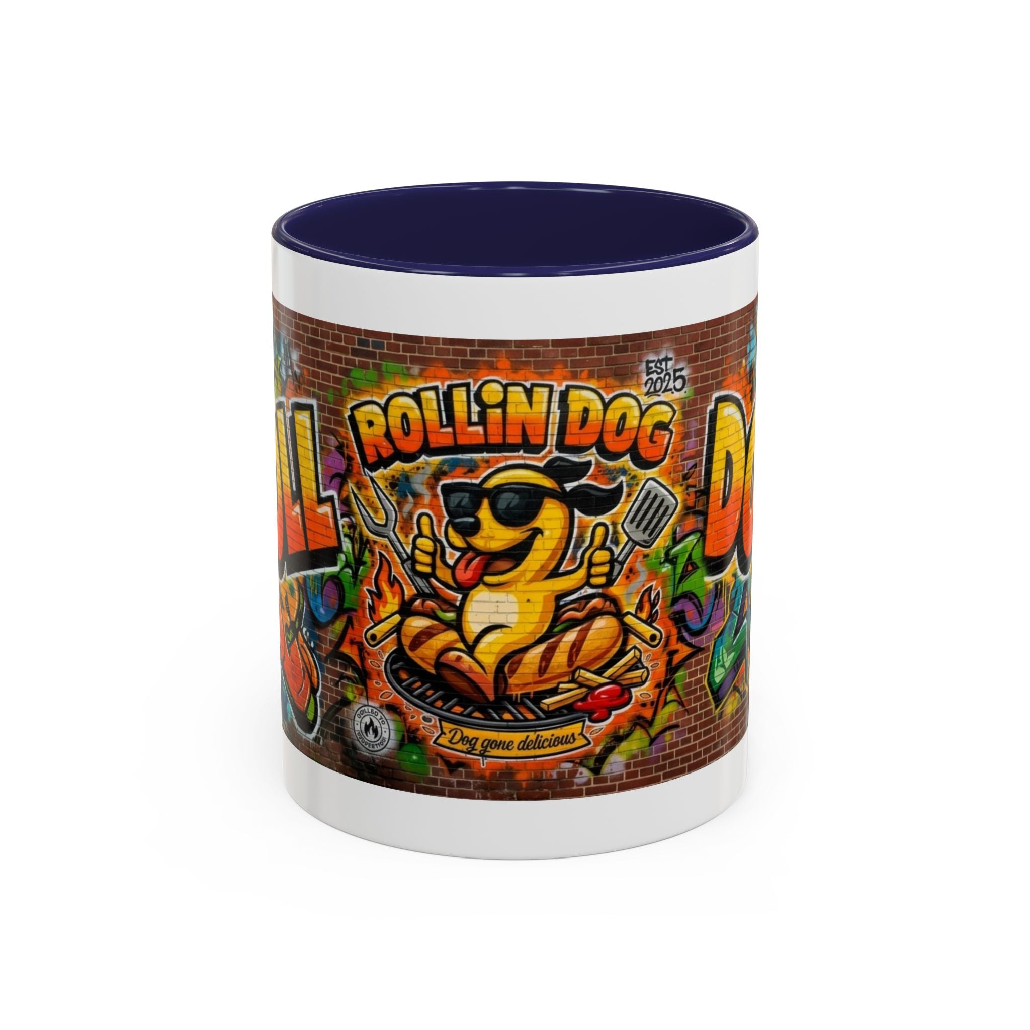 Rollin' Dog Graffiti Coffee Mug — Fun Hot Dog Street Art Accent Mug (11/15oz)