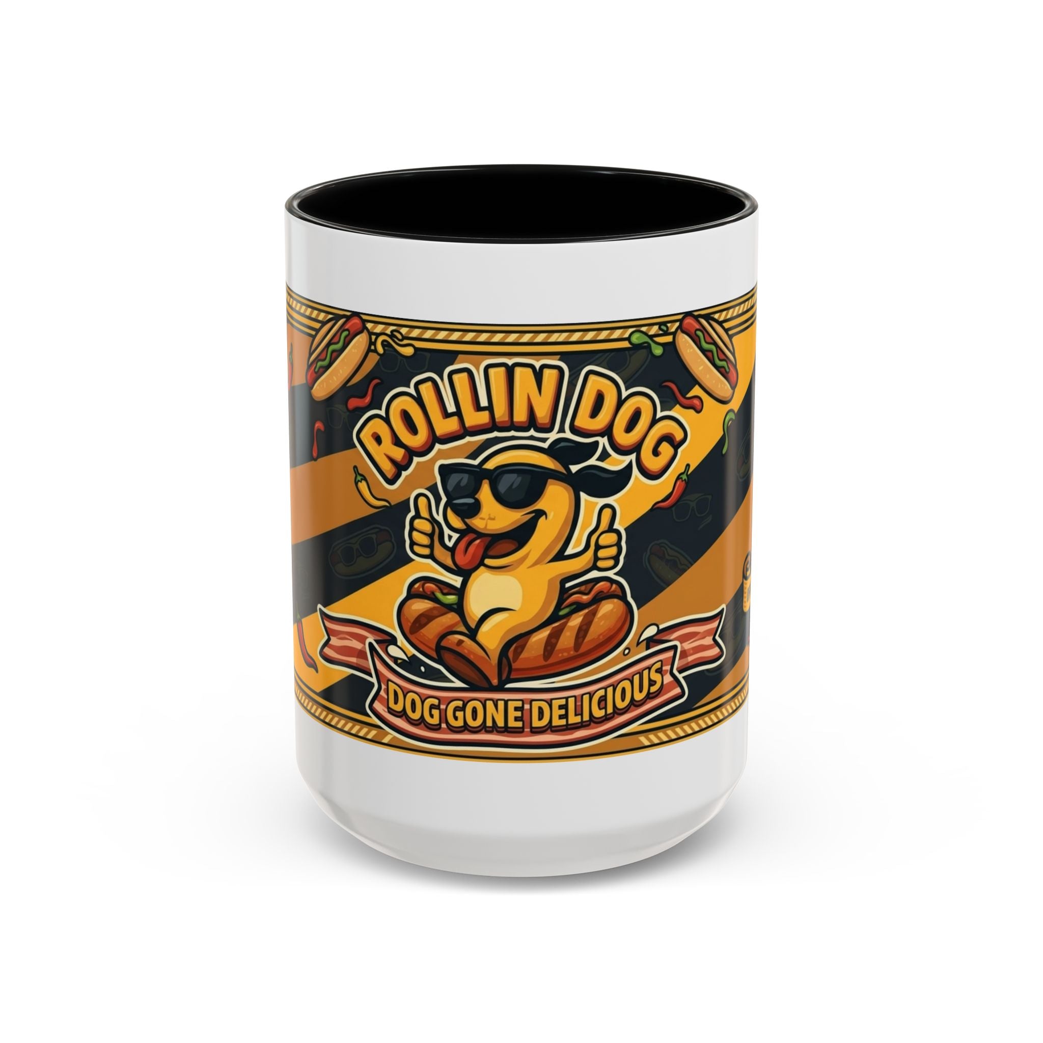 Rollin Dog Hot Dog Mug — Retro 'Dog Gone Delicious' Coffee Cup (11/15oz)