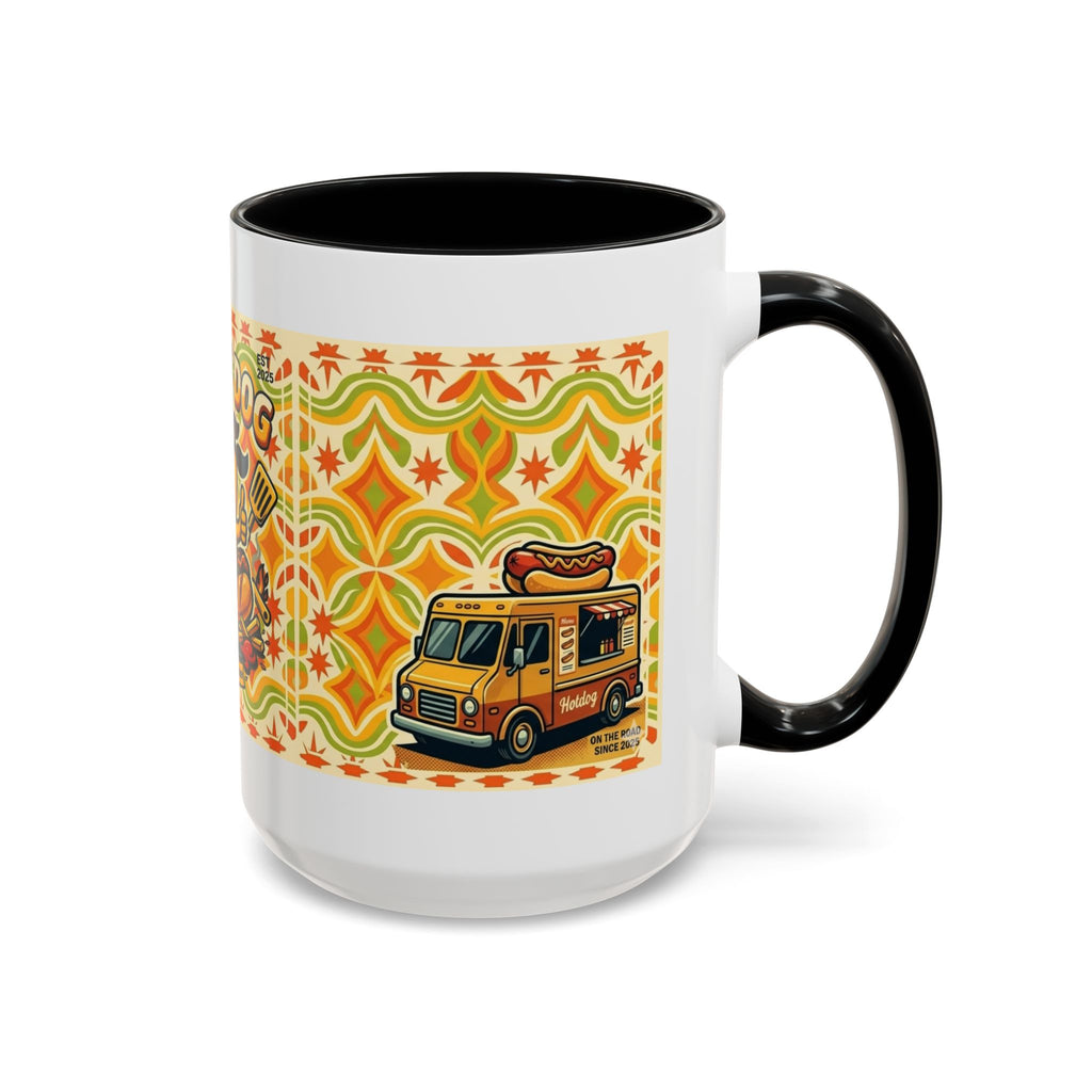 Retron Hot Dog Food Truck Accent Coffee Mug — "Rollin Dog" Retro Summer BBQ Mug (11/15oz)