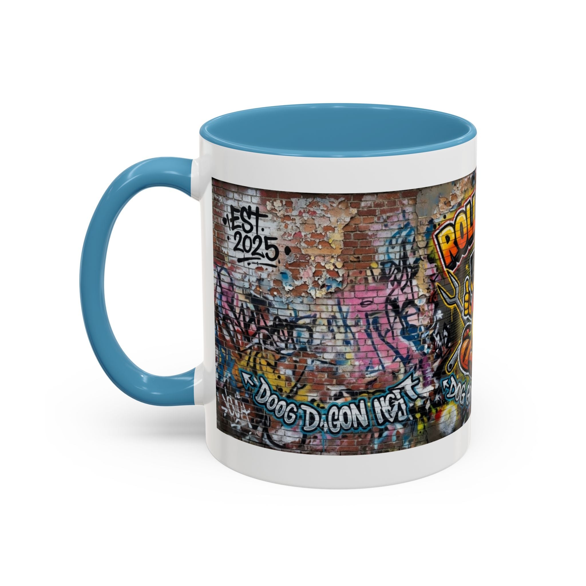 Rollin' Dog Graffiti Coffee Mug – "Dog Gone Delicious" Accent Mug