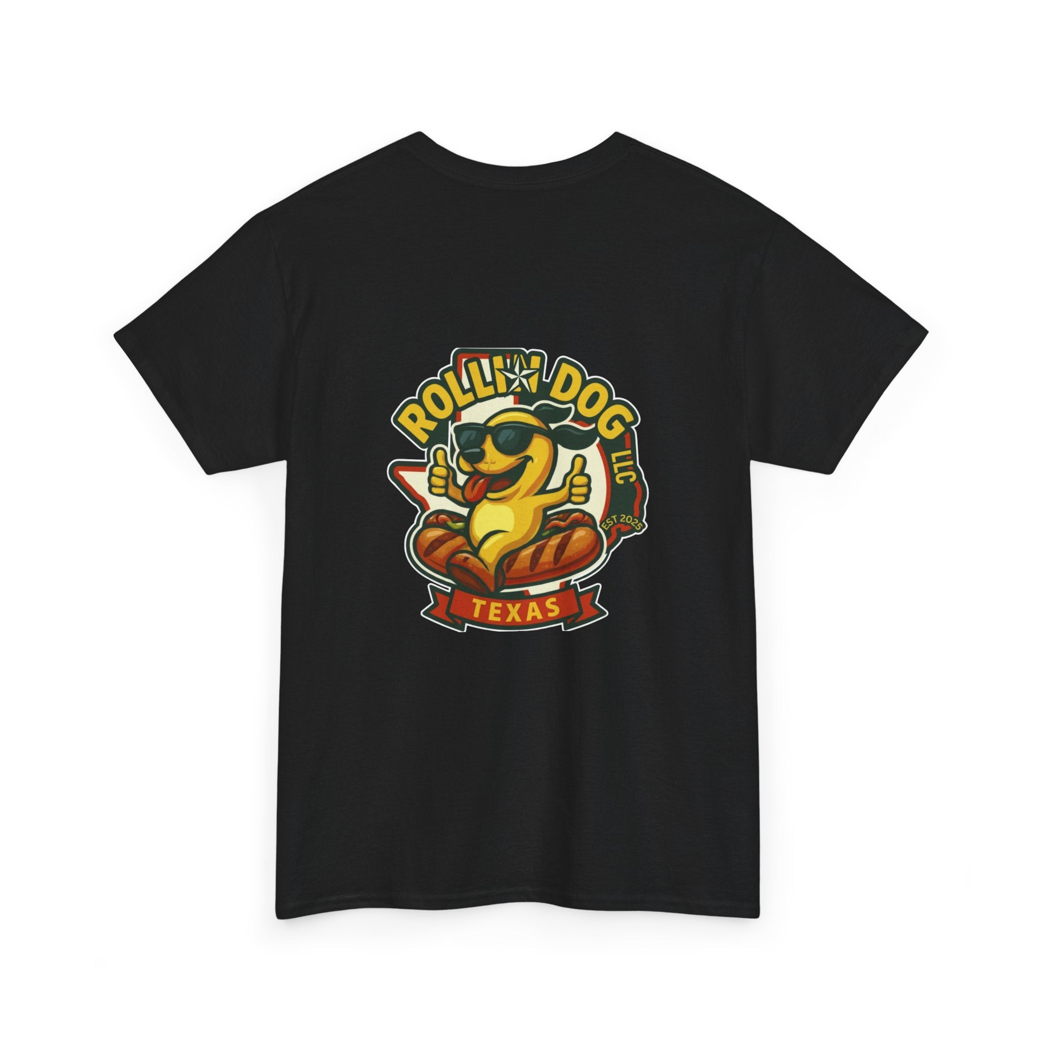 Rollin' Dog Texas T-Shirt — Retro Hot Dog Logo Tee