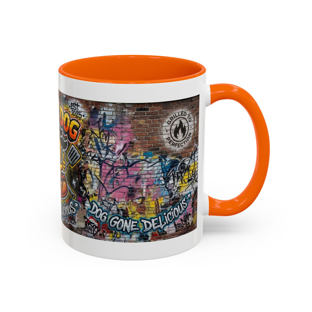Rollin' Dog Graffiti Coffee Mug – "Dog Gone Delicious" Accent Mug