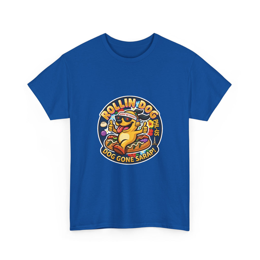 T-Shirt — "Rollin Dog" Hot Dog Graphic Tee (Dog Gone Saked!)