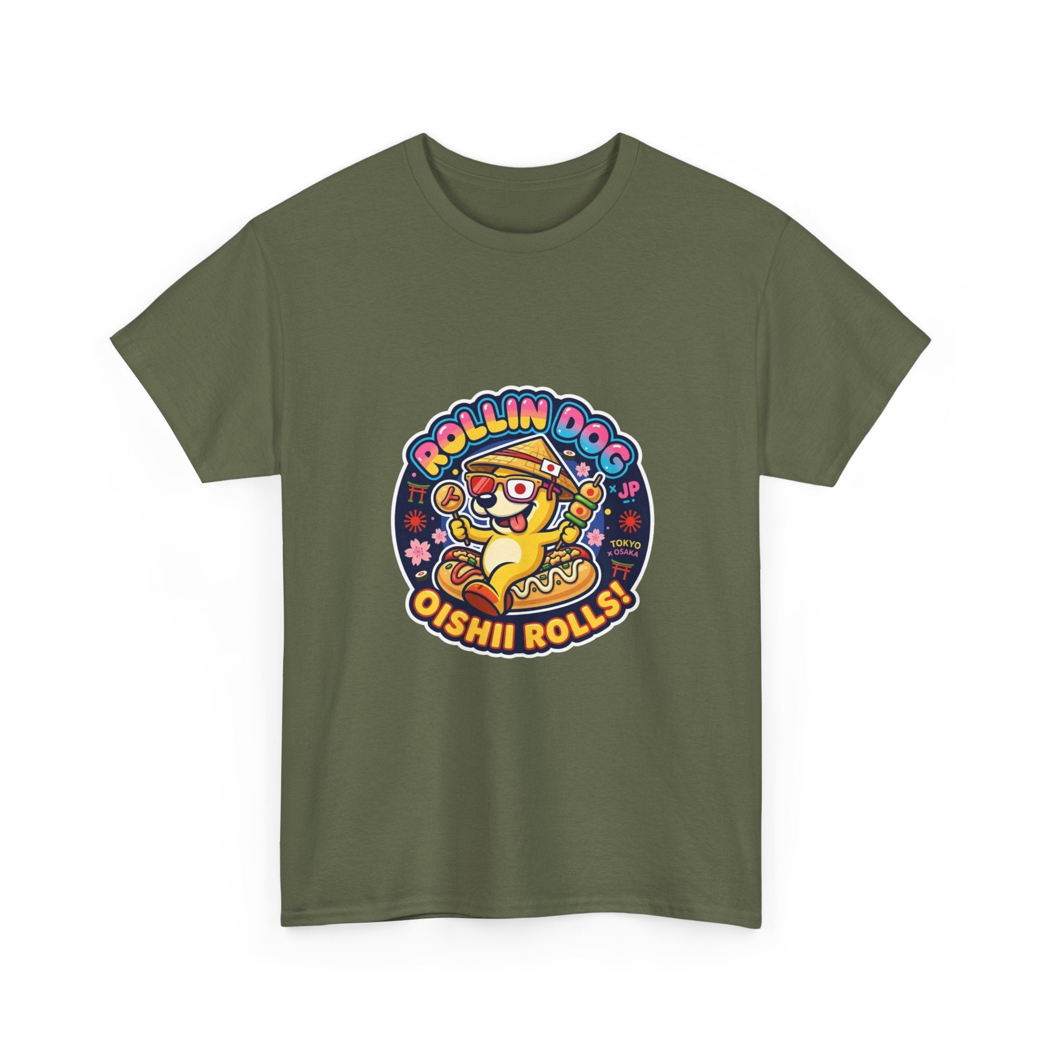 T-Shirt — "Rollin Dog Oishii Rolls" Cute Sushi Dog Graphic Tee