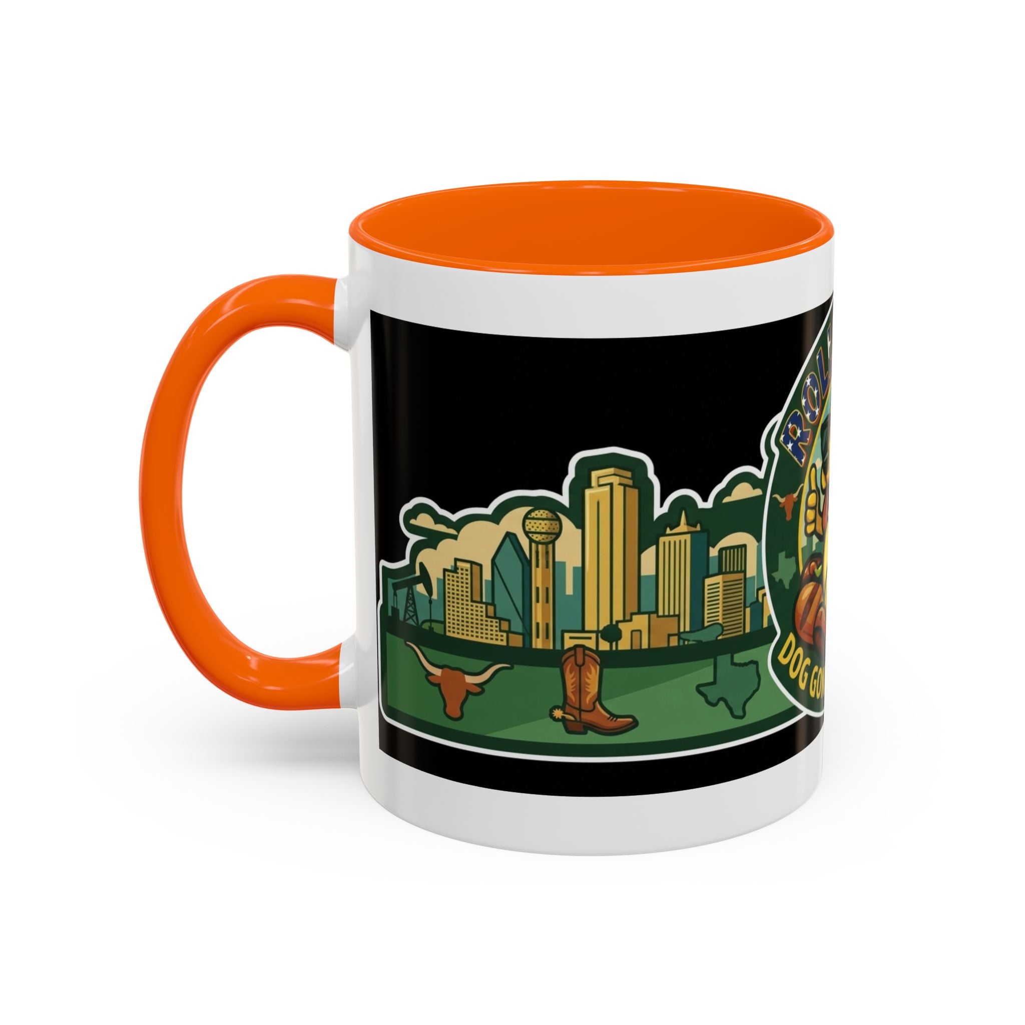 San Antonio Rollin Dog Coffee Mug — Fun Hot Dog Logo Accent Mug (11/15oz)