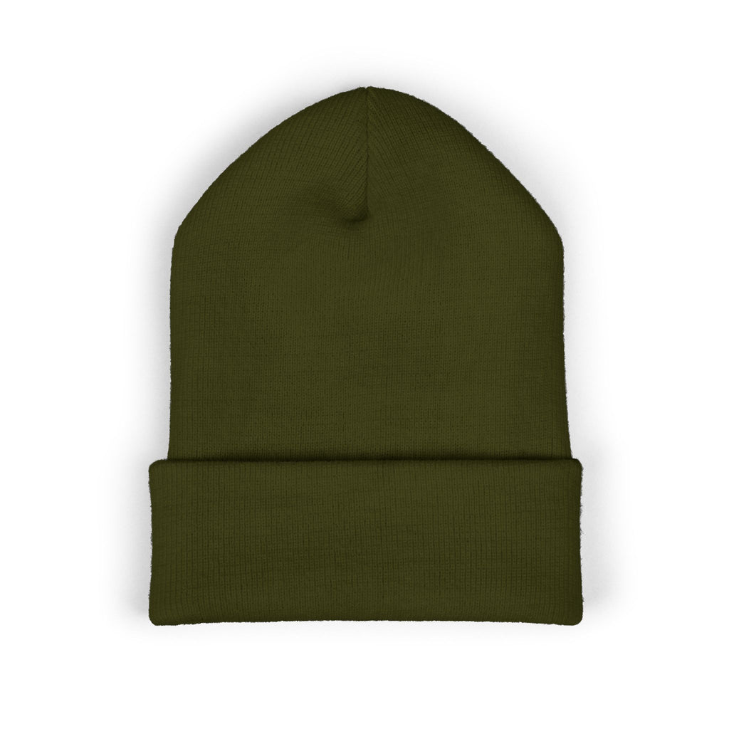 Embroidered Classic White Cuffed Beanie - Rollin Dog LLC Logo