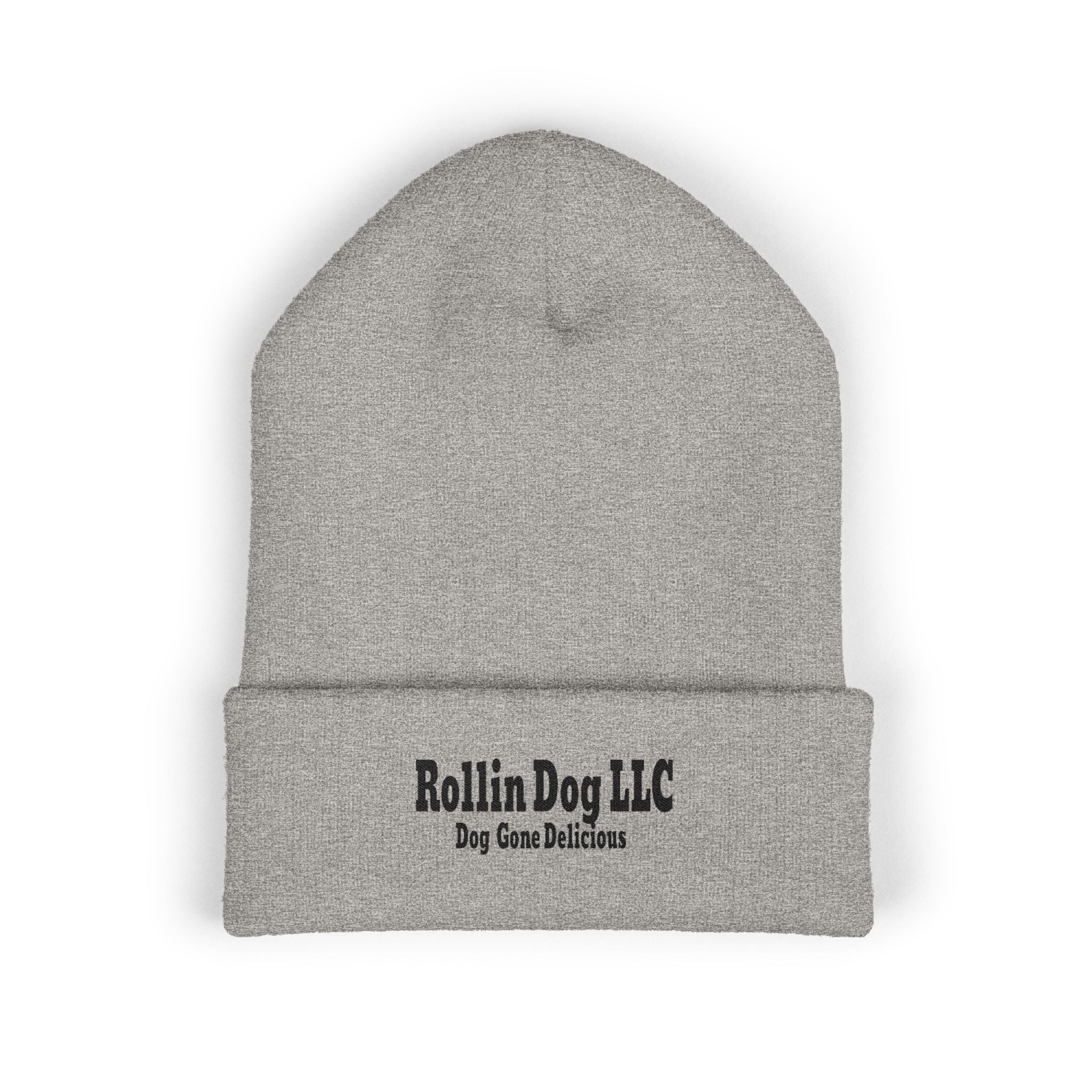Rollin Dog LLC Black Embroidered Cuffed Beanie — 'Dog Gone Delicious'