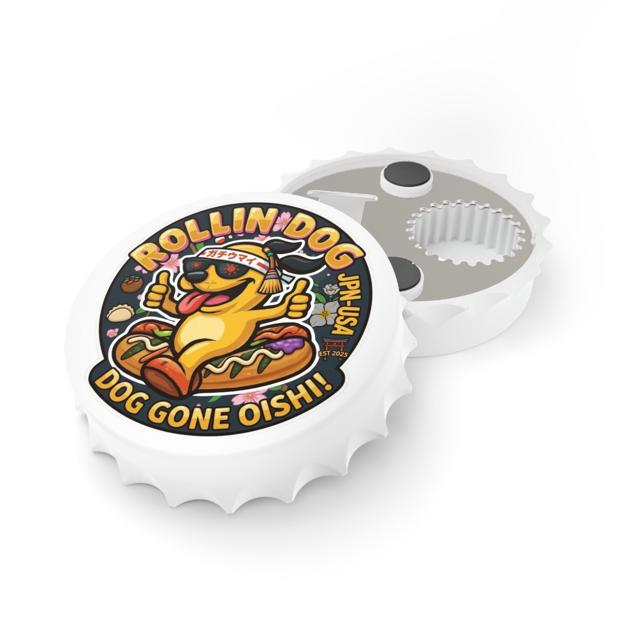 Bottle Opener — Rollin' Dog 'Dog Gone Oishi!' Cute Hot Dog Dachshund Novelty Bottle Opener