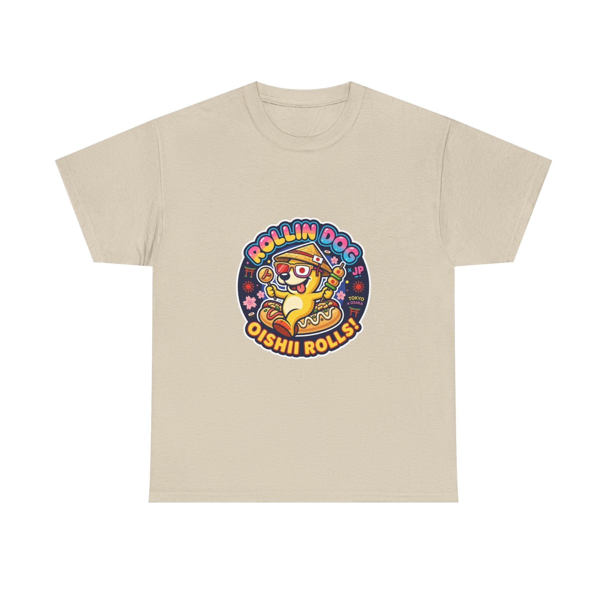 T-Shirt — "Rollin Dog Oishii Rolls" Cute Sushi Dog Graphic Tee