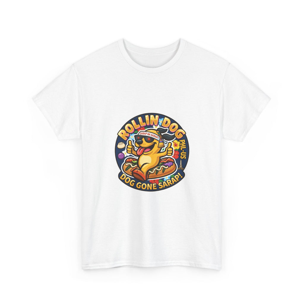 T-Shirt — "Rollin Dog" Hot Dog Graphic Tee (Dog Gone Saked!)
