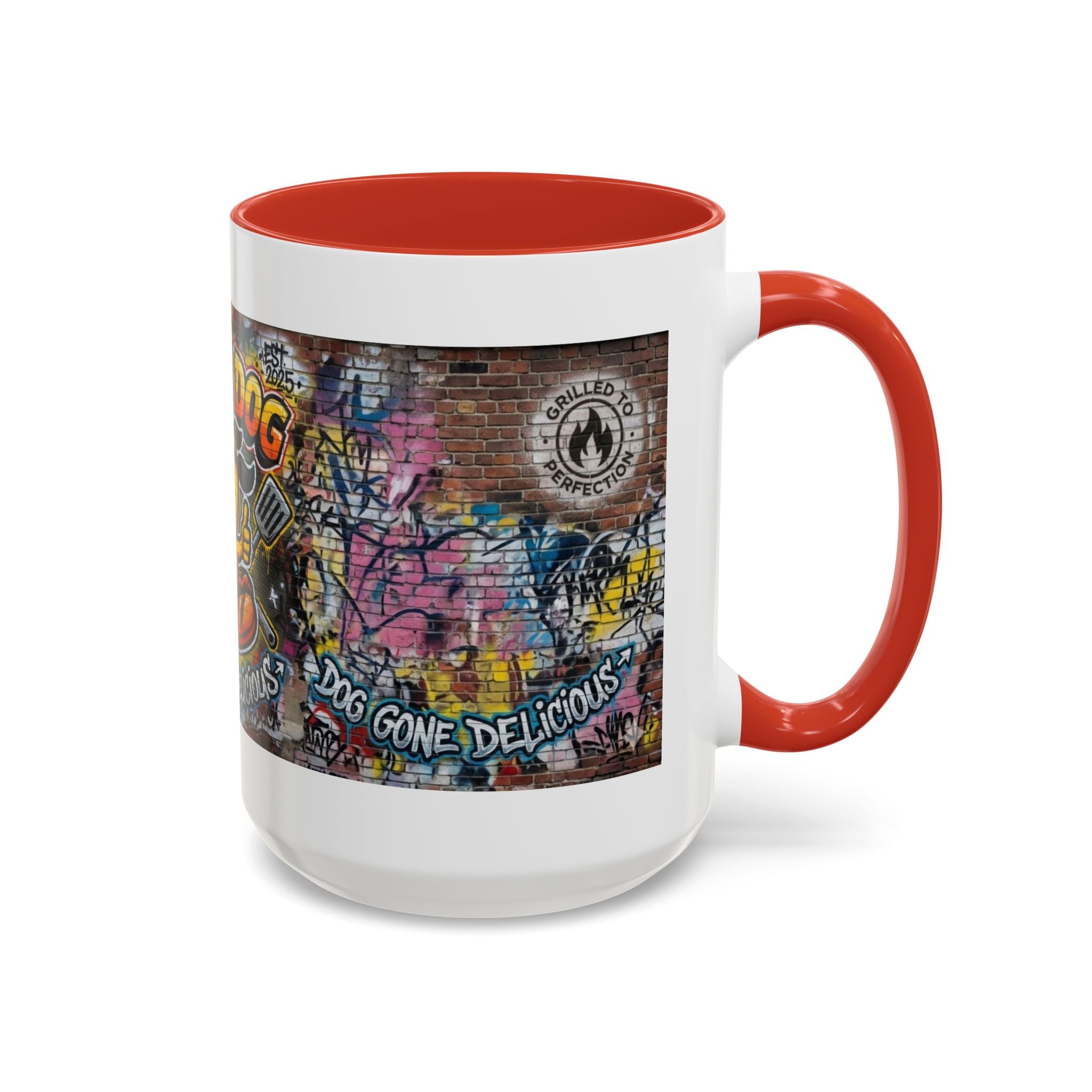 Rollin' Dog Graffiti Coffee Mug – "Dog Gone Delicious" Accent Mug