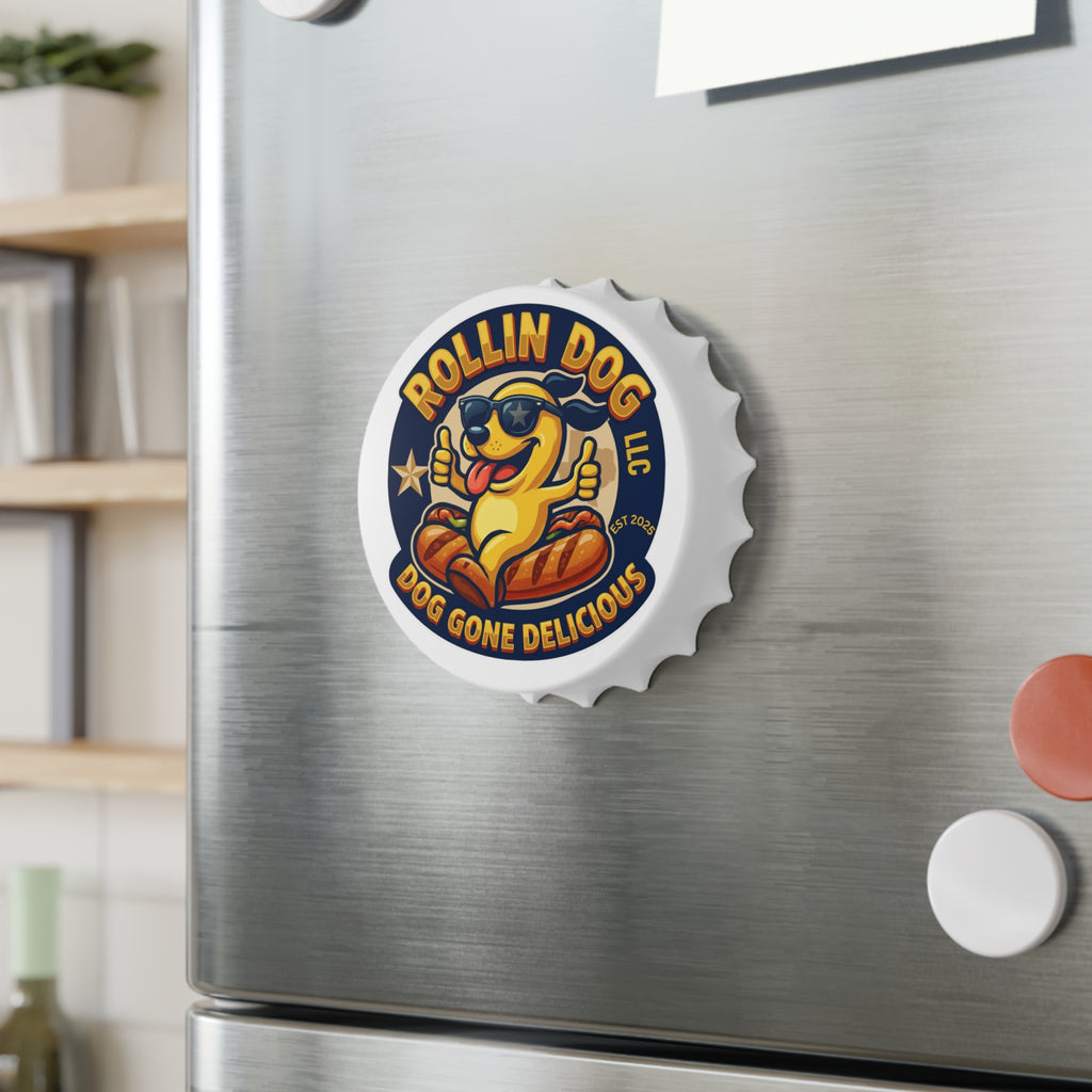 Rollin Dog Bottle Opener — Dog Gone Delicious Hot Dog Logo
