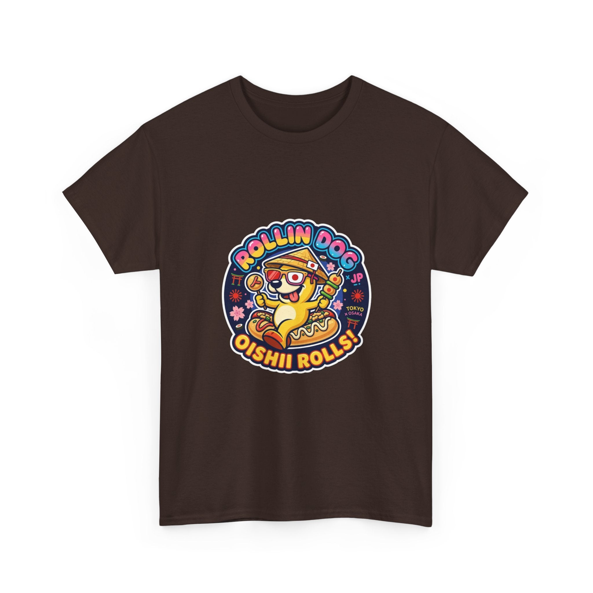 T-Shirt — "Rollin Dog Oishii Rolls" Cute Sushi Dog Graphic Tee