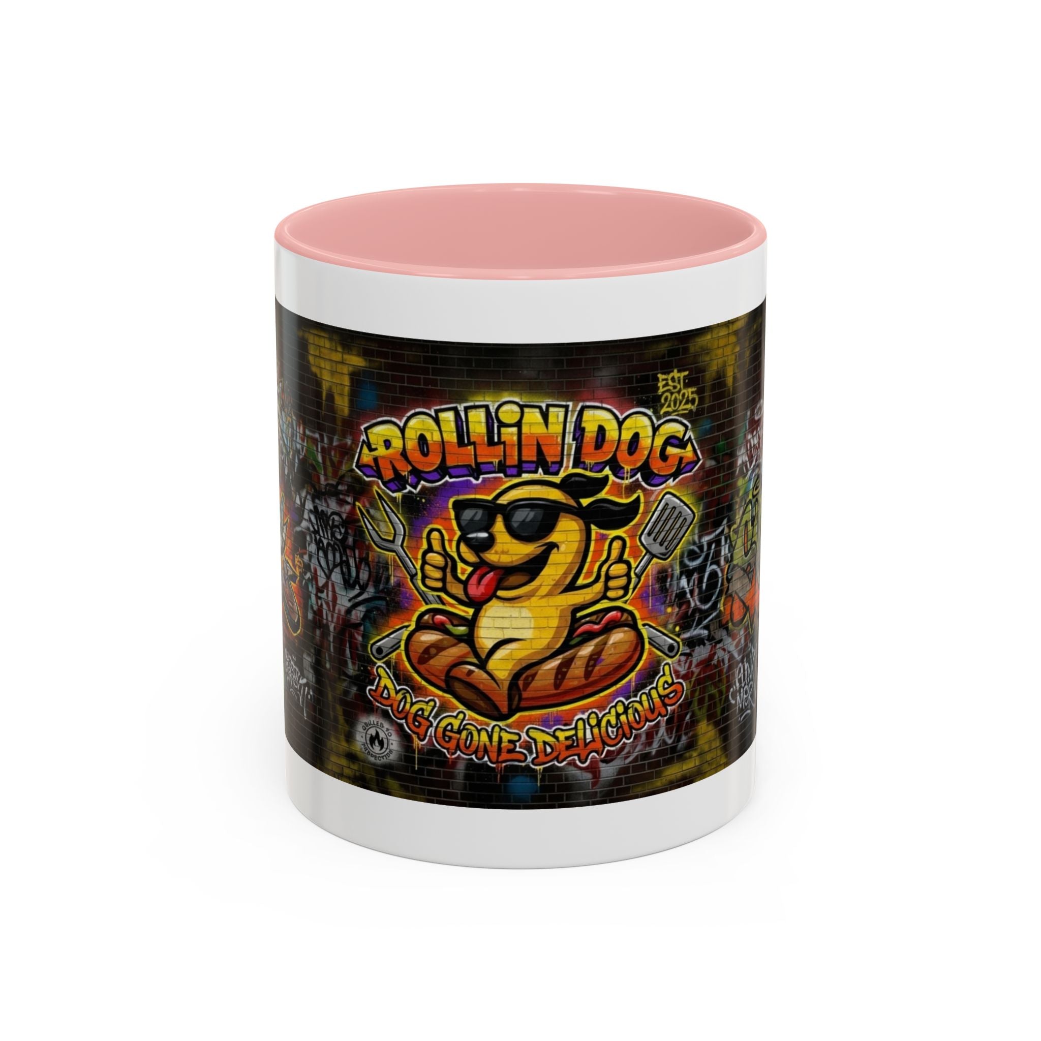 Rollin Dog Hot Dog Mug — Graffiti Skate Vibe Coffee Cup (11/15oz)