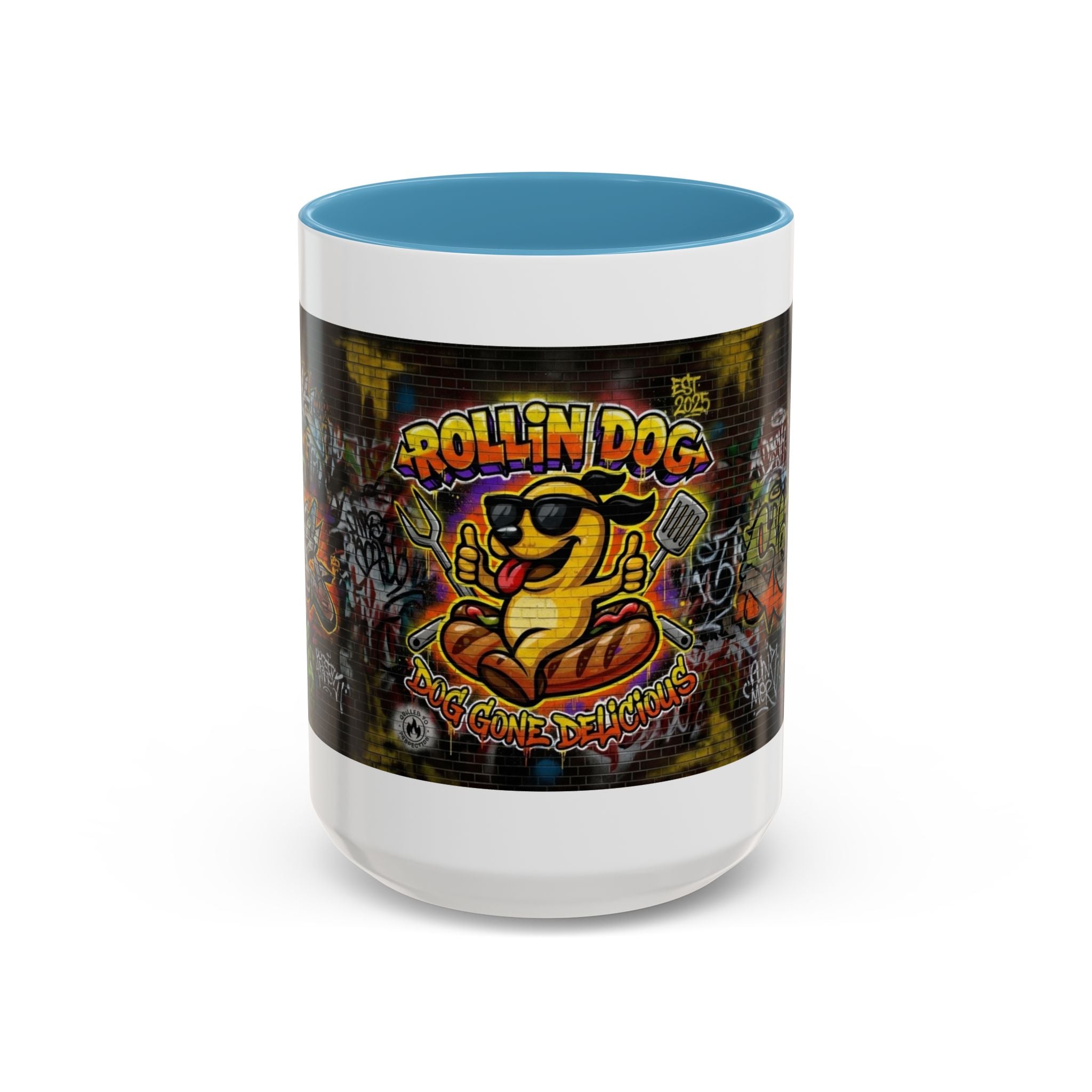 Rollin Dog Hot Dog Mug — Graffiti Skate Vibe Coffee Cup (11/15oz)