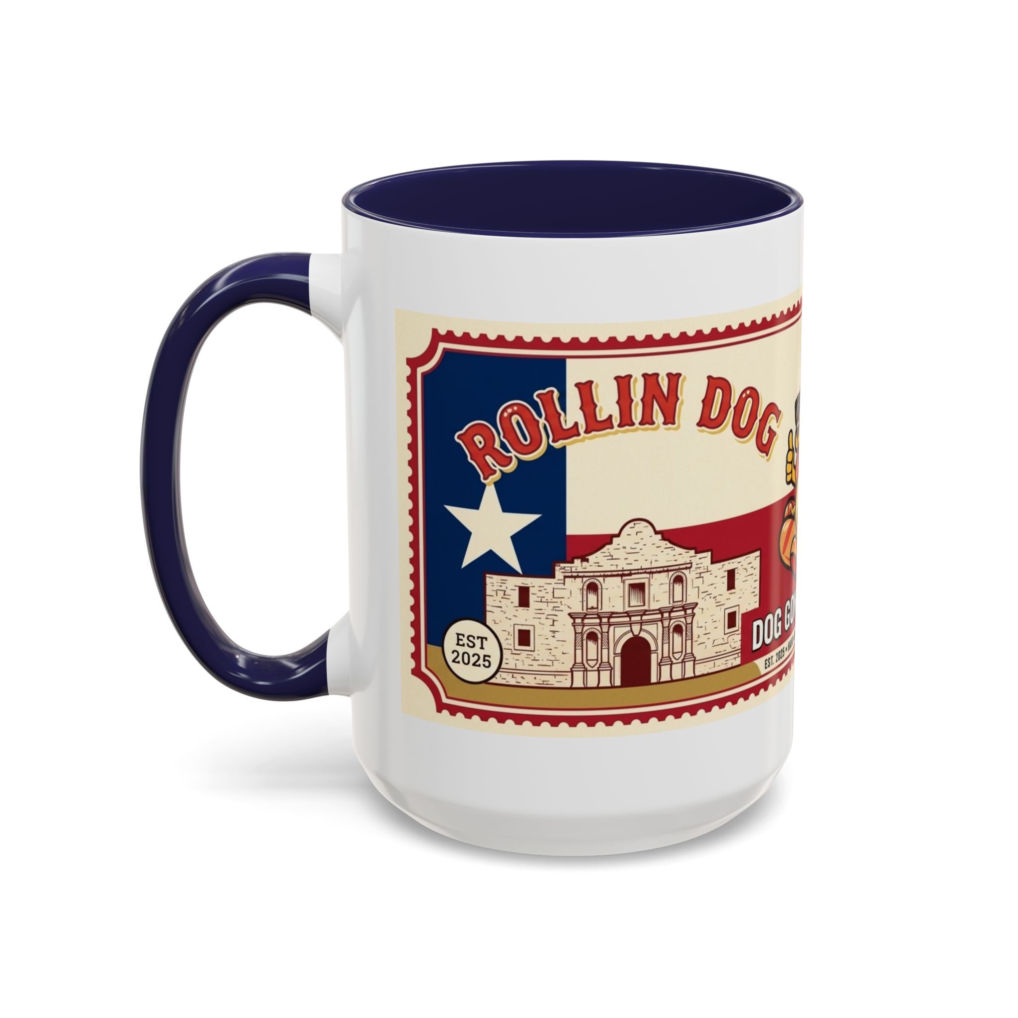 Rollin Dog Coffee Mug — Retro 'Dog Gone Delicious' Hot Dog Design (11/15oz)