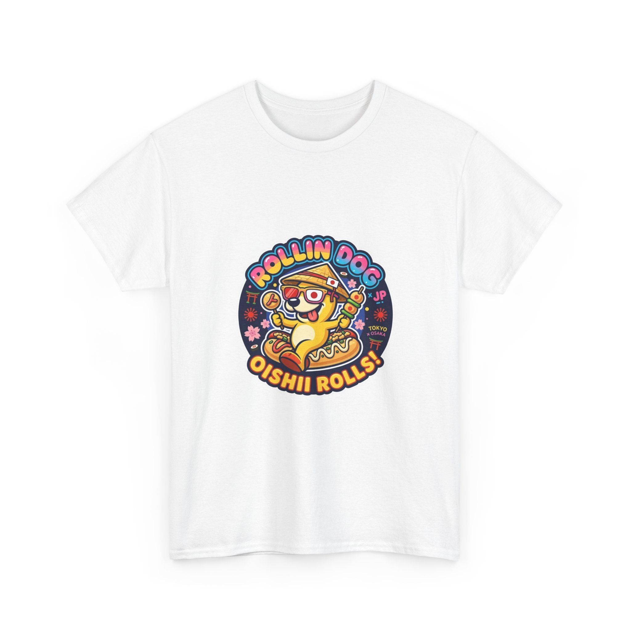 T-Shirt — "Rollin Dog Oishii Rolls" Cute Sushi Dog Graphic Tee