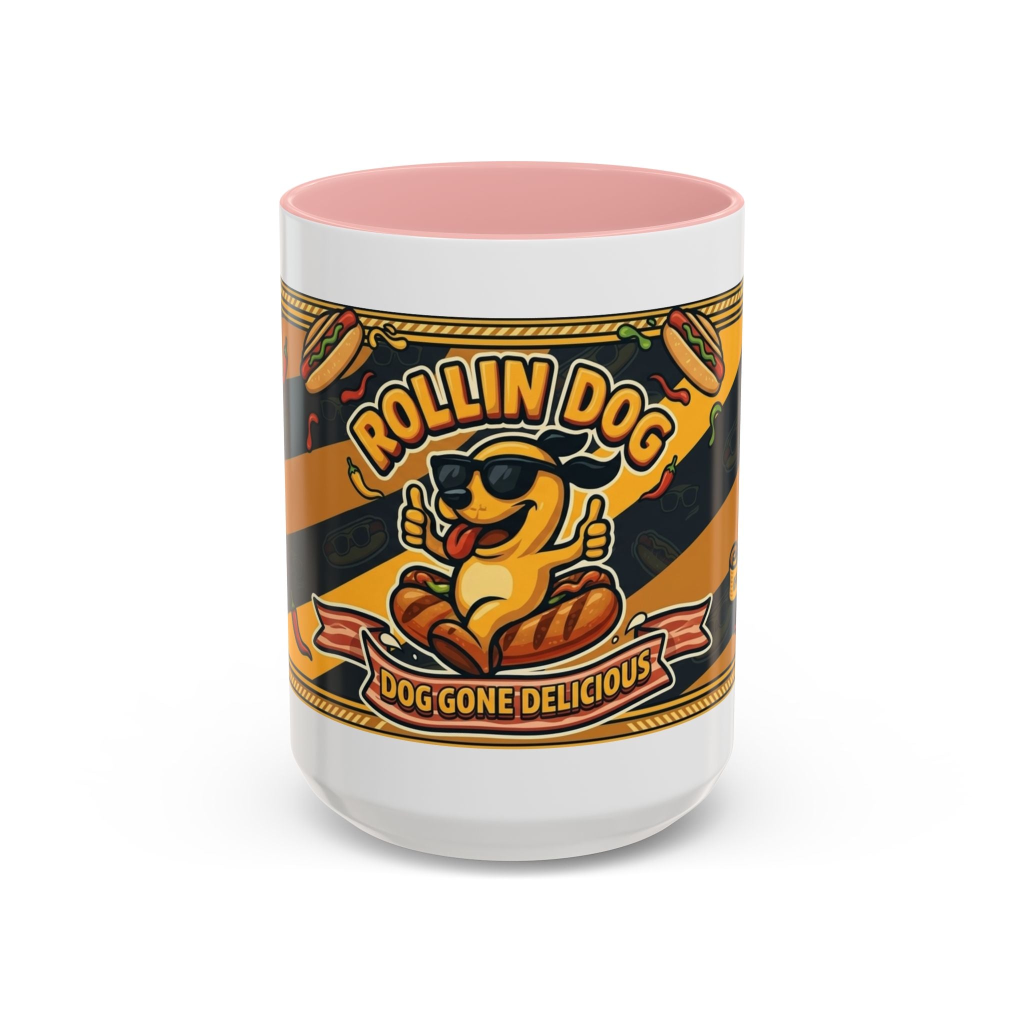 Rollin Dog Hot Dog Mug — Retro 'Dog Gone Delicious' Coffee Cup (11/15oz)
