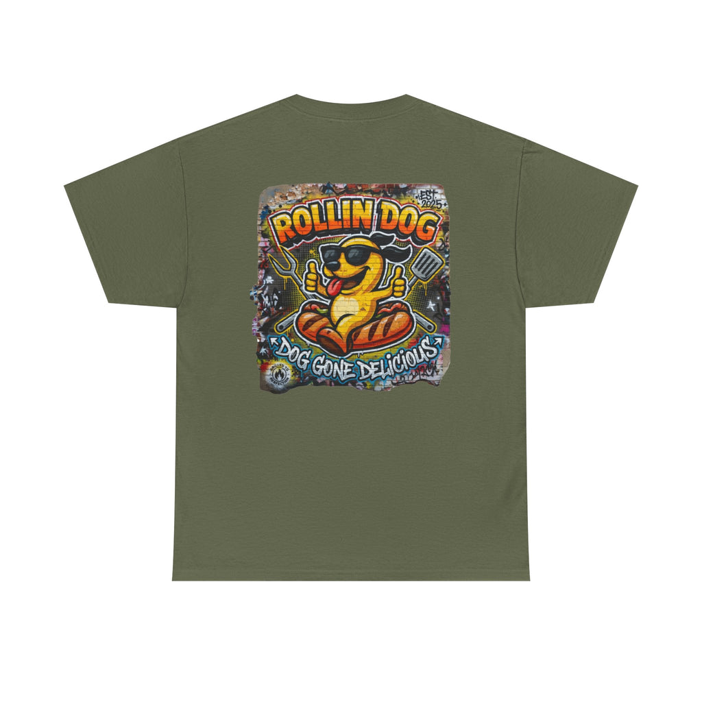 Rollin Dog Tee Graffiti 3 — 'Rollin Dog: Dog Gone Delicious' Graphic T‑Shirt