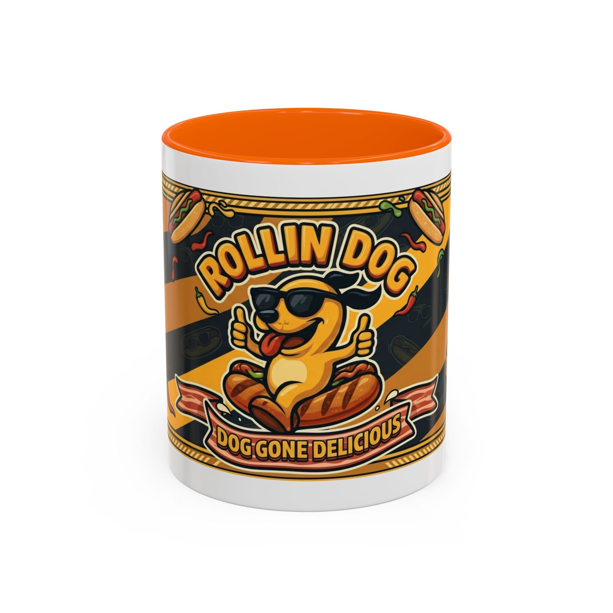 Rollin Dog Hot Dog Mug — Retro 'Dog Gone Delicious' Coffee Cup (11/15oz)