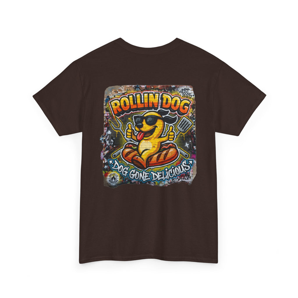 Rollin Dog Tee Graffiti 3 — 'Rollin Dog: Dog Gone Delicious' Graphic T‑Shirt