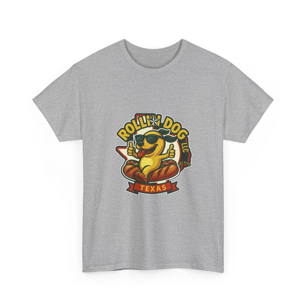 T-Shirt — "Rollin' Dog Texas" Cool Hot Dog Mascot Graphic Tee
