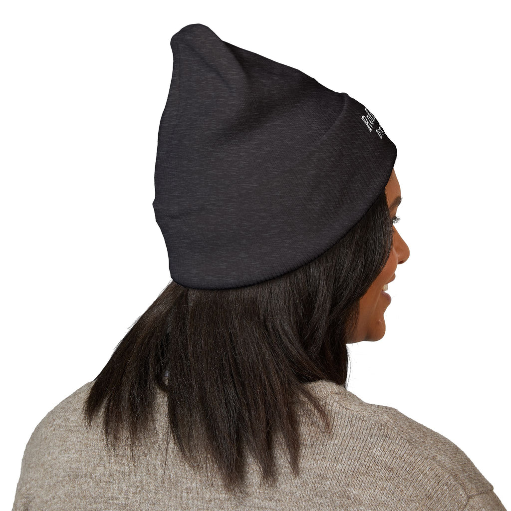 Embroidered Classic White Cuffed Beanie - Rollin Dog LLC Logo