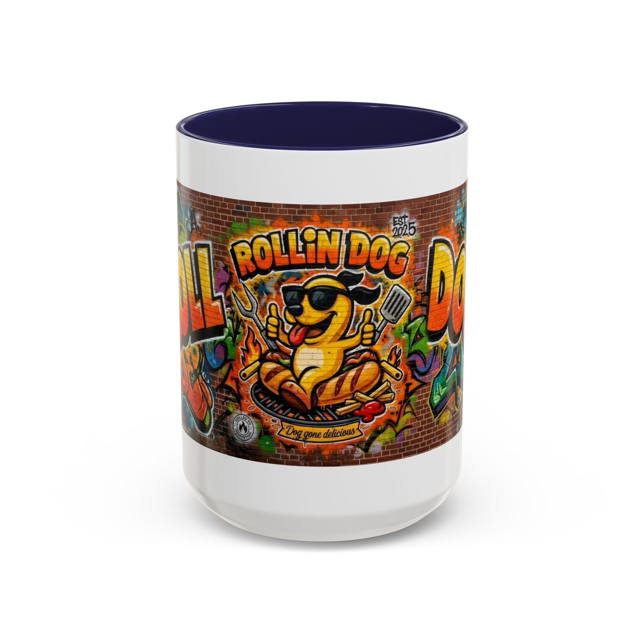 Rollin' Dog Graffiti Coffee Mug — Fun Hot Dog Street Art Accent Mug (11/15oz)
