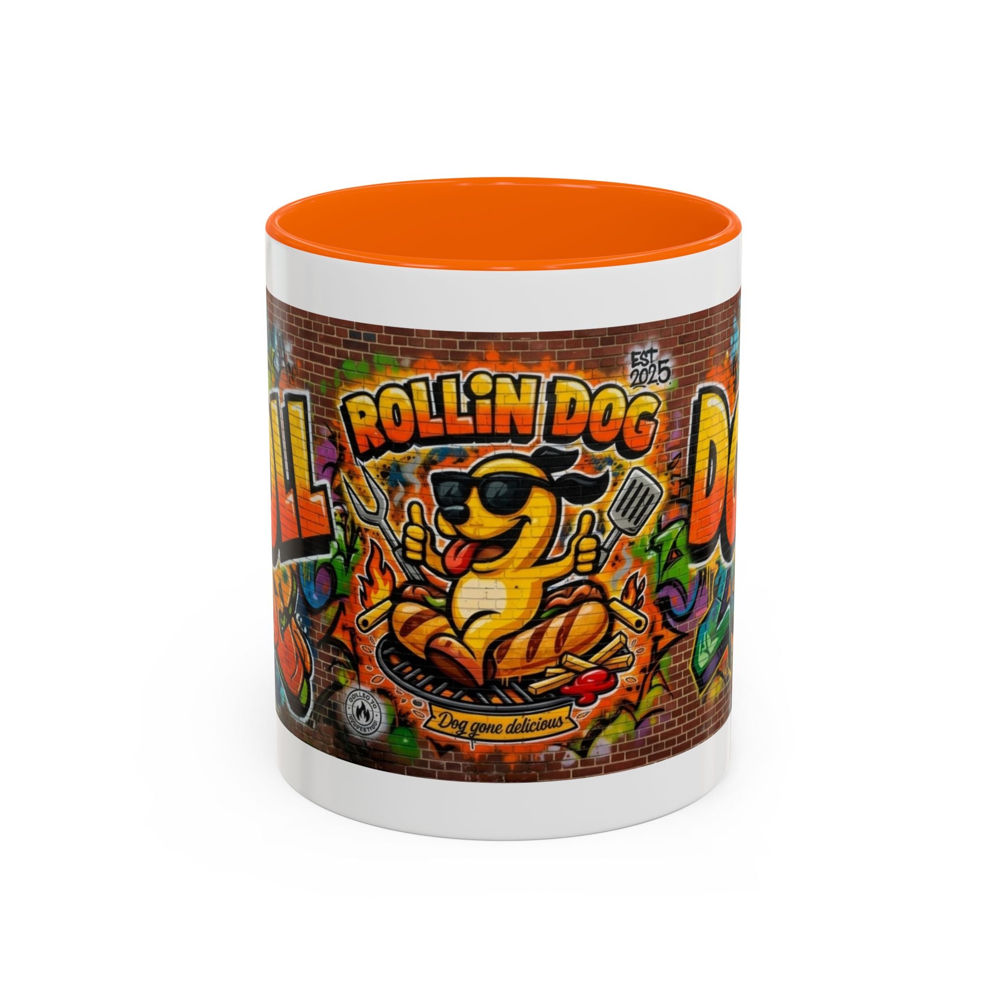Rollin' Dog Graffiti Coffee Mug — Fun Hot Dog Street Art Accent Mug (11/15oz)