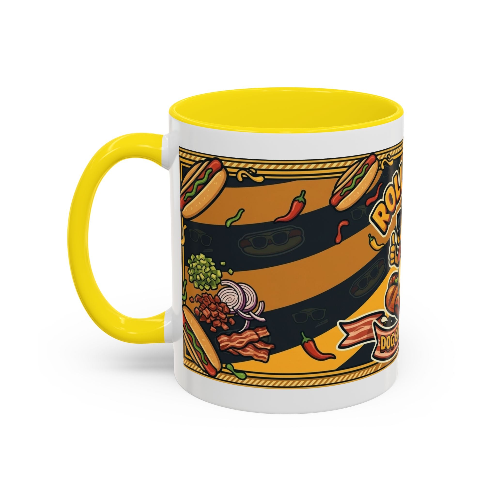 Rollin Dog Hot Dog Mug — Retro 'Dog Gone Delicious' Coffee Cup (11/15oz)