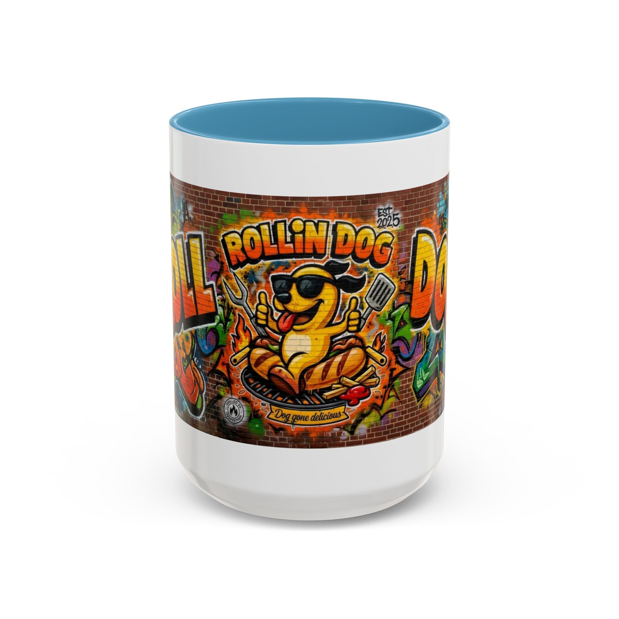 Rollin' Dog Graffiti Coffee Mug — Fun Hot Dog Street Art Accent Mug (11/15oz)