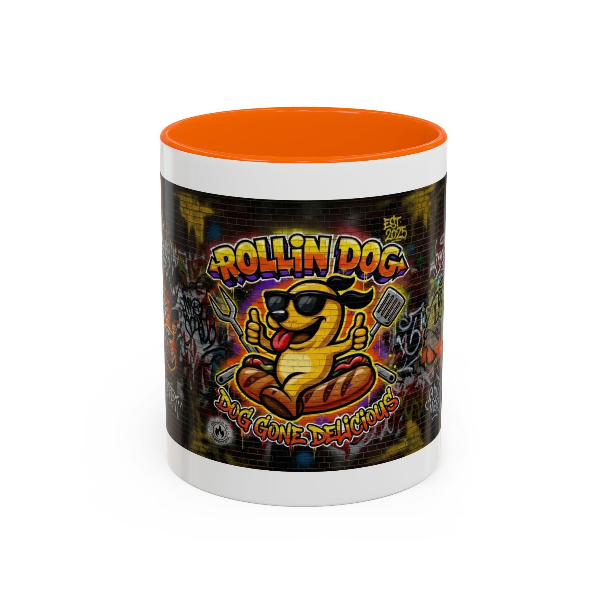 Rollin Dog Hot Dog Mug — Graffiti Skate Vibe Coffee Cup (11/15oz)