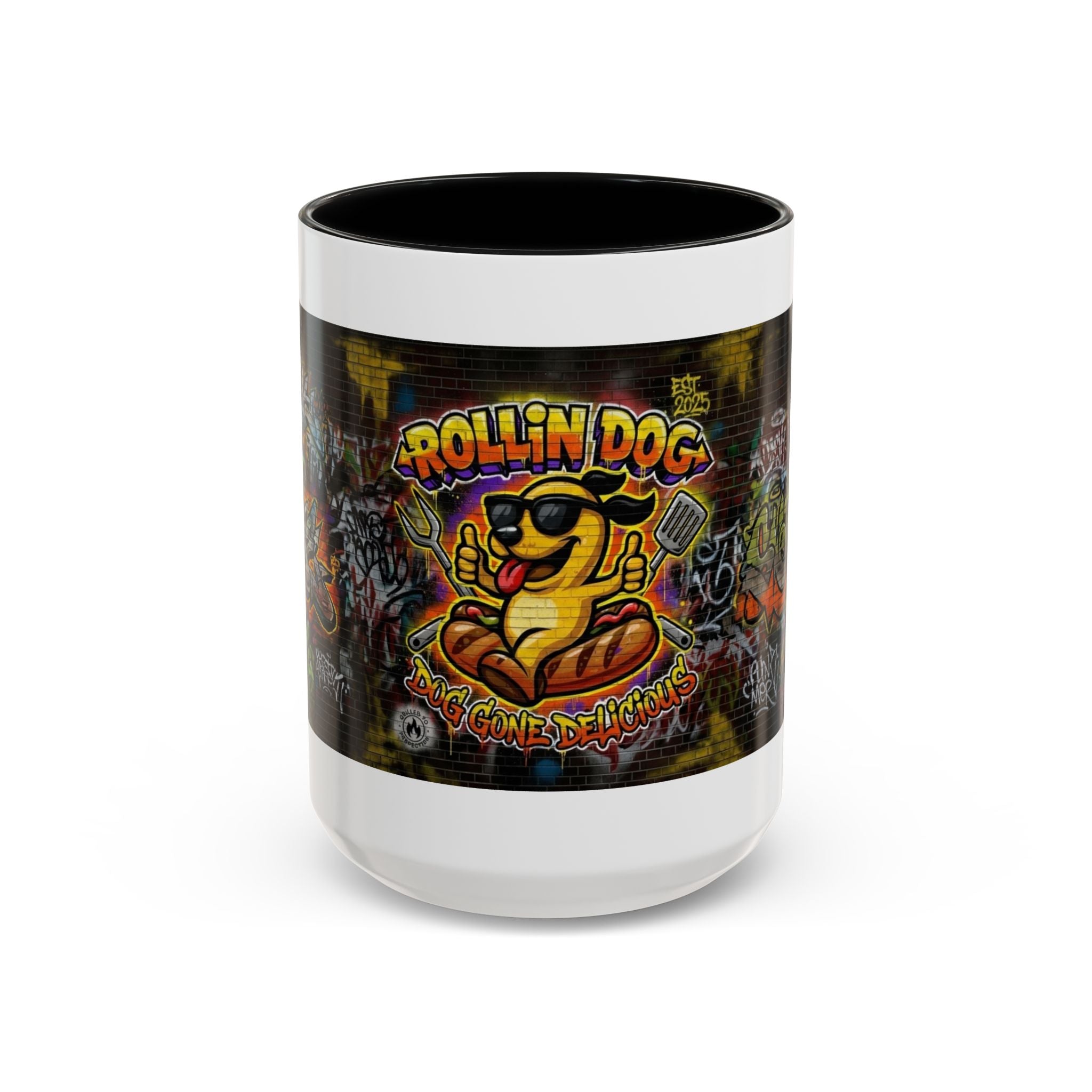 Rollin Dog Hot Dog Mug — Graffiti Skate Vibe Coffee Cup (11/15oz)