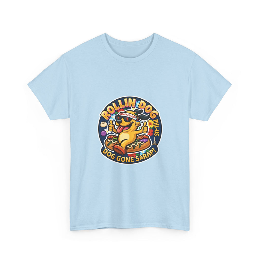 T-Shirt — "Rollin Dog" Hot Dog Graphic Tee (Dog Gone Saked!)