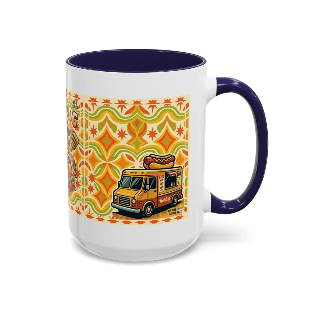 Retron Hot Dog Food Truck Accent Coffee Mug — "Rollin Dog" Retro Summer BBQ Mug (11/15oz)